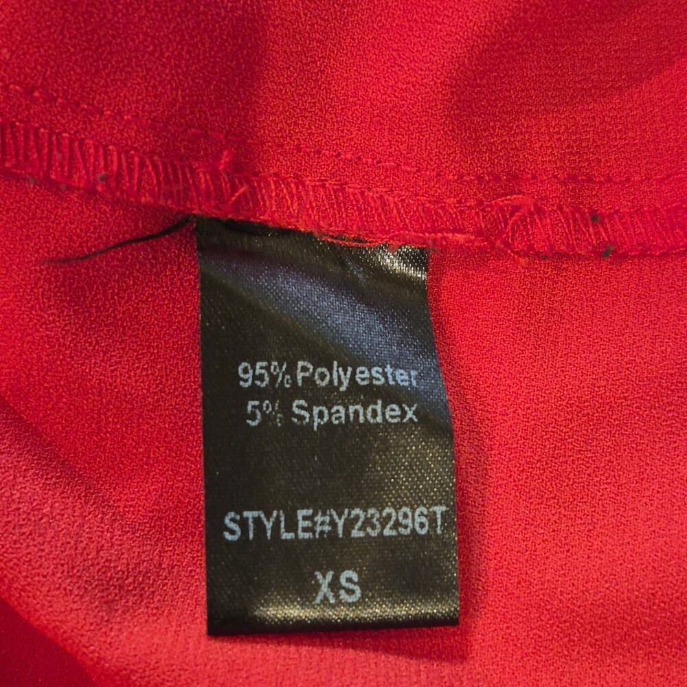 TUCKERNUCK Pomander Place Kensie Crepe Dress Women XS Red Swing Mini V Neck Tier - Picture 5 of 7